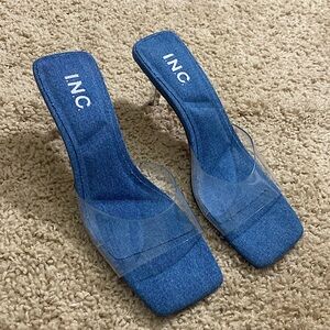 Inc NEW denim clear slip on heels size 8